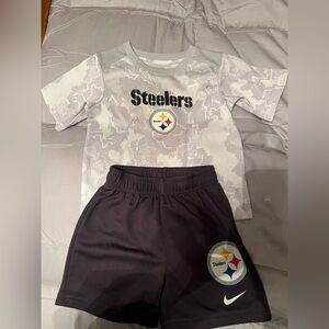 NFL Steelers Kids Camo Tee and Shorts Set - Gray and Black